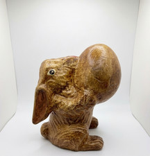 Vintage Papier Mache Rabbit Figurine Handmade Paper Mache Bunny Sculpture picture
