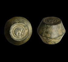 Early Islamic Bronze Commercial Weight with Engraved Peacock Authentic Antiquity picture