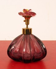 FABULOUS PINK PURPLE RIBBED PERFUME FLOWER BUTTON ATOMIZER BOTTLE WOW  picture