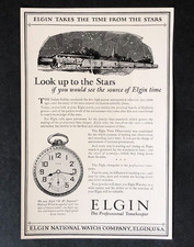 1925 Elgin Advertisement Railroad Pocket Watch Astronomy  Stars Antique Print AD picture