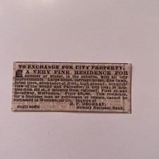 Residence To Exchange For City Property HP Degraaf 1869 NY Clipping SAJ7-S109 picture
