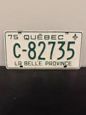 1975 QUEBEC LICENSE PLATE - La belle province # C-82735 Single Plate picture