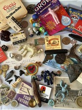 Vintage Junk Drawer Lot Pins Coins Toys Fossils and More picture