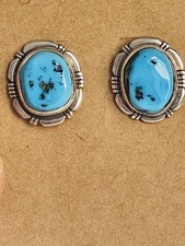 VTG Native American Southwest Sterling Silver Turquoise Earrings picture