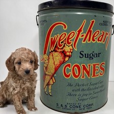 Large Vintage Sweet Heart Sugar Cone Tin Can Ice Cream Advertising Country Store picture