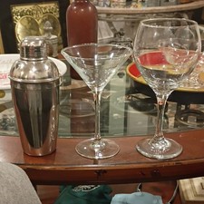 3-Piece Home Bar Set – Cocktail Shaker, Martini Glass & Gin Balloon Glass picture