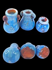 UNIQUE ANCIENT EGYPTIAN ANTIQUE 3 Bottle Vase Magic Hieroglyphic picture