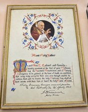 1962 Pope John XXIII Papal Apostolic Blessing Vatican Framed Certificate picture