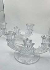 2 Fostoria Double Candle Holders Baroque Etched Set of 2 Elegant Glass picture