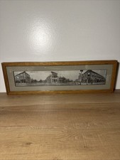 Vintage 1900’s Grayslake IL Panoramic Black White Framed Picture Downtown 25”x8” picture