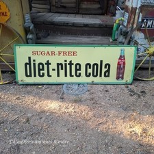 Big Vintage Diet-Rite Cola Sign Metal Embossed Nehi Soda RC Large 54