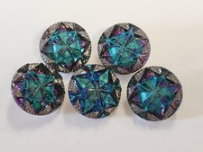 Gem Volcano Czech Glass Buttons Lot Of 5 New Pours Vintage Molds picture