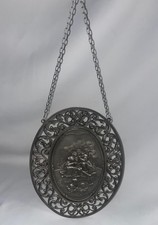 Vtg W.M.F. Zinn Pewter Romance Art Nouveau Ornate Wall Art 10 Inches High picture