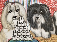 Havanese Hoarding TP ACEO PRINT Dog Mini Art Card 2.5 X 3.5 by KSAMS Collectible picture