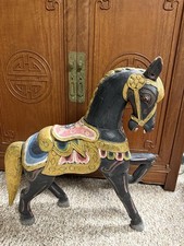 Vintage Indian Rajasthani Hand Carved Painted Wood Horse Folk Art 20” picture