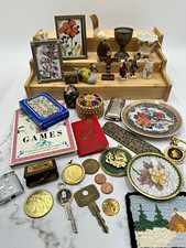 Vintage Junk Drawer Lot Estate Finds Miniatures Trinkets Keys Coins Curios Mixed picture