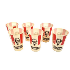 Vintage Set of 6 KFC Kentucky Fried Chicken Wax Covered Paper Cups 12 OZ NOS picture
