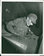1953 David Rogers Cleans Air Vents In Cleveland Public Hall Government Photo 7x9 picture