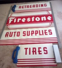 Vintage 1940s Firestone Tires Window Valance Sign Gas Oil Service Station Dealer picture