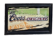 Vintage Coors Original Beer Glass Mirrored Bar Sign Black Wood Framed 24x16 picture
