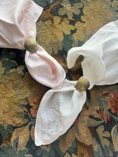 VTG BRASS SCALLOPED SHELL NAPKIN RING HOLDER - PAIR picture