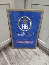 Vintage HB HOFBRAUHAUS MUNCHEN Beer Tin Sign Germany Bavarian Kings Tacker Pub  picture