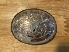 Vtg 1991 Cow Palace Quarter Horse Mare Belt Buckle Sterling 1/10 10K Gold Fill picture