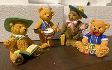 Vintage BC Bronson Teddy Bear Figurine Porcelain Bisque Art Set of 4  picture