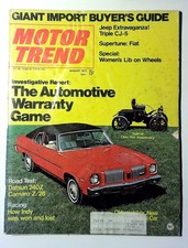 Motor Trend Vintage 1972 Car Magazine Vol. 24 No. 8 August Illustrated picture