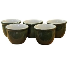 Set Of 5 Vintage Dark Olive Green HALL China Custard Cup #351  Made in USA picture