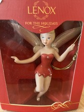 Lenox Tinkerbell Just A Little Pixie Dust Ornament Red Dress 2009 Disney Fairy picture