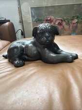 Wonderful Solid Bronze Pug Dog; 1860’s- Early 20th Century—lovely Patina picture