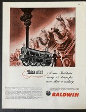 1945 Baldwin Locomotive Works Engineering Philadelphia PA Color Vintage Print Ad picture