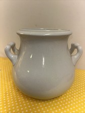 Antique Ironstone Wm Adams Tunstall White Sugar Bowl NO LID Vase 5.5” Handles picture