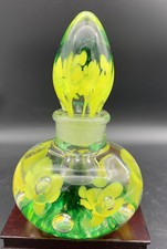 Joe Rice 1993 Perfume Bottle Green and yellow Flowers picture