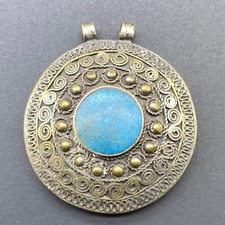 Antique old Afghan Silver Original unique turquoise Lovely Pendant picture