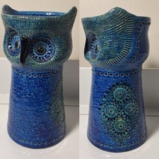 Vintage Bitossi for Rosenthal Netter Blue Green Owl Candle Stand Mid Century picture