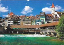 Vintage Switzerland Chrome Postcard Thun Alstadt mit Aareschleuse picture