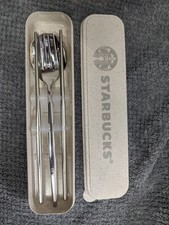 Starbucks 3 in 1 Travel Portable Stainless Steel Cutlery Set Sliver With Case picture