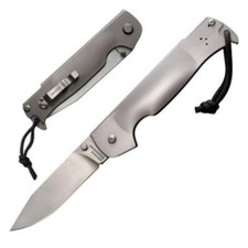 Cold Steel Pocket Bushman Knife Silver Clip Point Ram Safe Lock picture