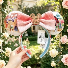 Disney- Parks Paris Epcot World France Showcase Minnie Mouse Ears Bow Headband picture
