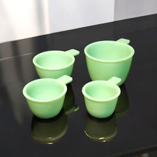 Green Jadeite Glass Depression Style Nesting Measuring Cups, Bowl, Dish, Kitchen picture