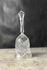 Vintage Handcrafted 24% Lead Crystal Cut Glass Bell Starburst Pattern picture
