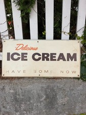 Vintage Delicious Ice Cream Sign Metal 25X12 picture