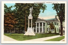 Soldiers Monument, Greenwich NY New York Postcard 1920s White Border Unposted picture