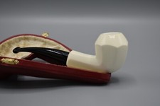 Smooth Finish Panel Pipe BLOCK MEERSCHAUM-NEW-HAND CARVED W Case#525 picture