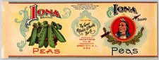 Iona Peas Paper Can Label A&P The Great Atlantic & Pacific Tea Co. VGC c1910's picture