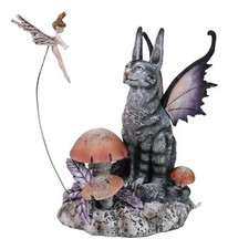 Whimsical Amy Brown Curious Encounter Fairy Tabby Cat With Pixie Fae Figurine picture