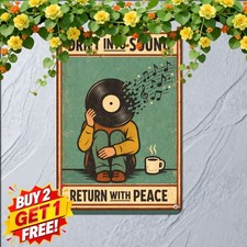 Vintage Vinyl Record Wall Art Tin Sign Retro Music Room Metal Plaque 8x12 picture