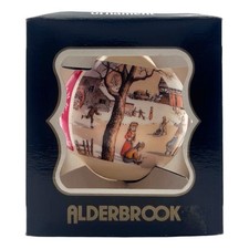 Vintage Alderbrook Unbreakable Christmas Ornament Winter Skating Scene Boxed picture